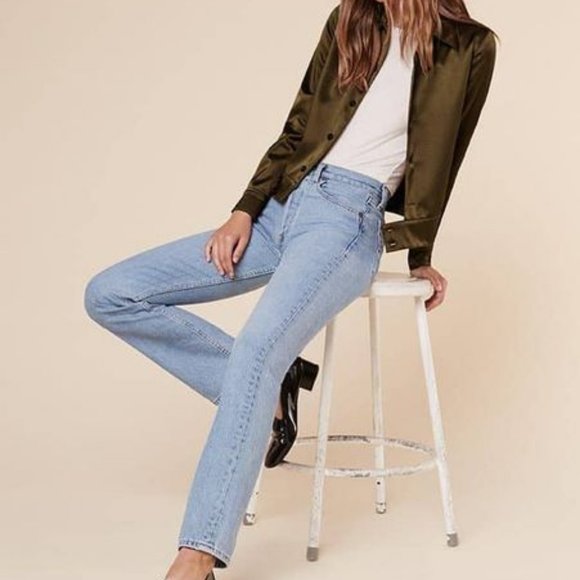 Reformation Kodiak Bomber Jacket Olive Green Embroidery XS EUC - Picture 5 of 5